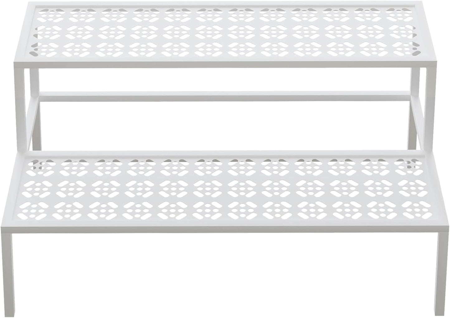 aboxoo Metal Plant Stand Metal 2 Tier Potted Multiple Flower Pot Holder Plant Shelf Indoor Plants Multiple,Outdoor Heavy Duty Planter Display Shelving Unit for Patio Garden Corner Balcony,Living Room(White)