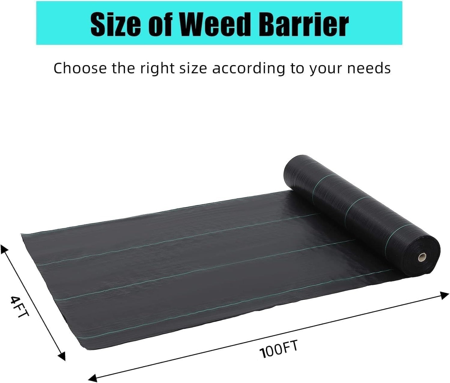 4ft x 100ft Weed Barrier Landscape Fabric, Premium Non-Woven 1.8oz Ground Cover Weed Block Gardening Mat, Easy Setup & Superior Weed Control, for Erosion Control, Weed Block, Ground Cover