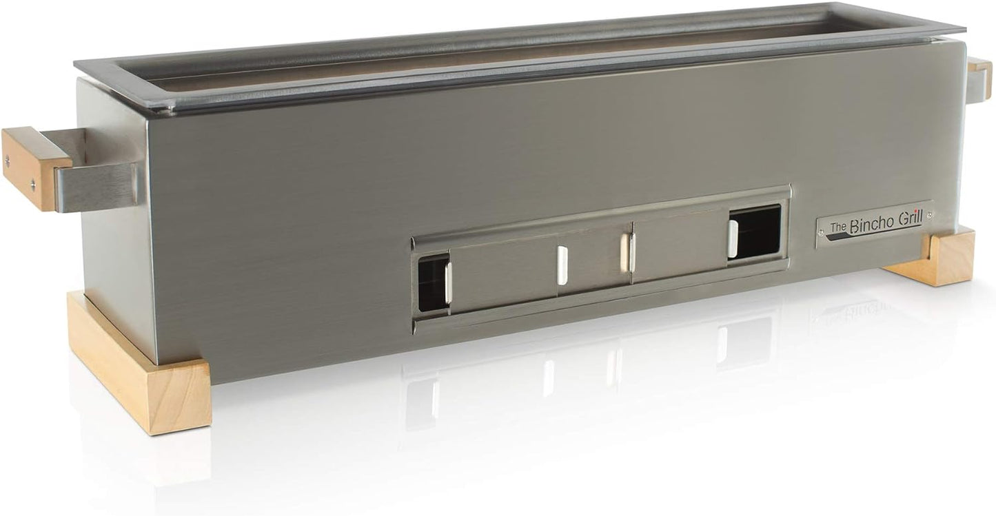 GR610S – 24" Tabletop Yakitori Grill – Japanese Style Charcoal Robata BBQ – Binchotan Grill for Authentic Japanese Grilling – Made from Durable Stainless Steel