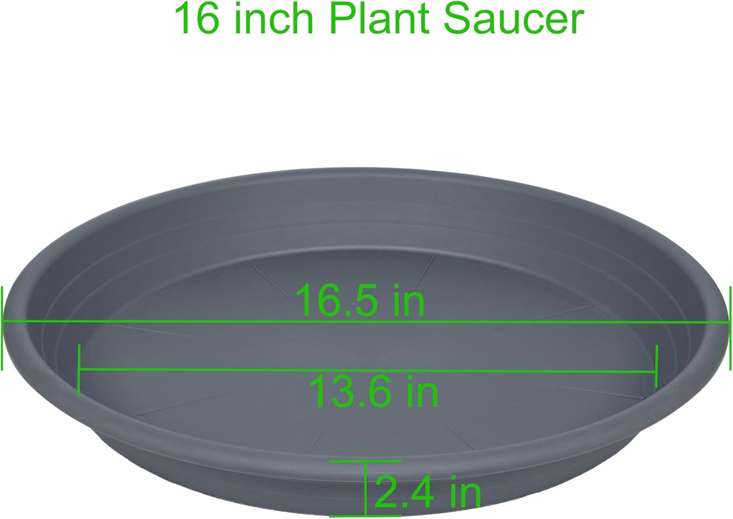 4 Pack of 16 inch Plant Saucer, Large Plant Tray, Heavy Sturdy Plant Drainage Tray for Indoors, Bird Bath Bowls, Sturdy Plastic Pot Tray for Planter 14 15 16"(Gray)