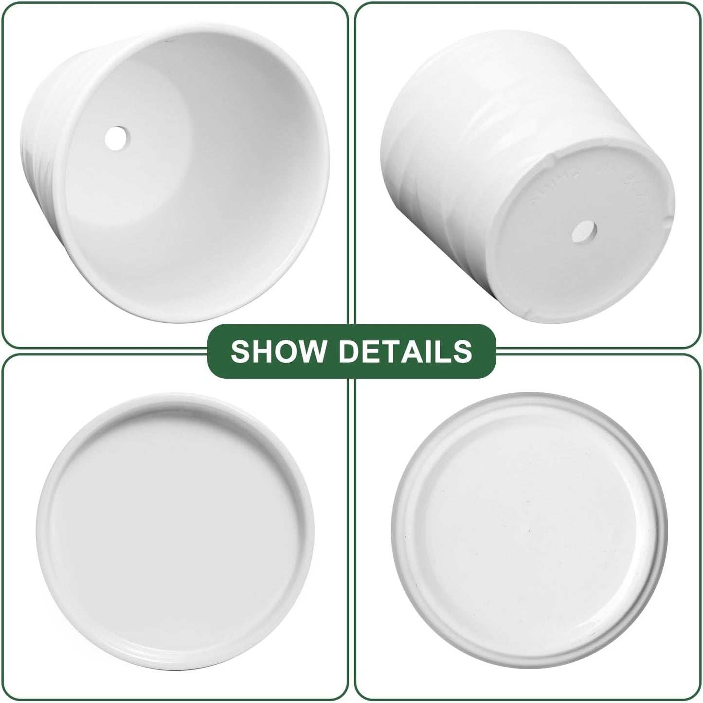 6.7 + 5.5 Inch Plant Pot, Ceramic Planter with Drainage and Saucer，Ceramic Pots for Plants, Indoor Plant pots，Succulent Orchid Flower Pot(Pure White)