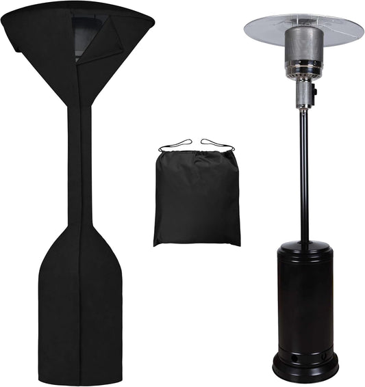 Easy-Going Stand-Up Patio Heater Cover with Zipper and Storage Bag, Waterproof Outdoor Heater Cover Dustproof, UV-Resisant, Wind-Resistant (95" H x 34" D x 19" B, Black)