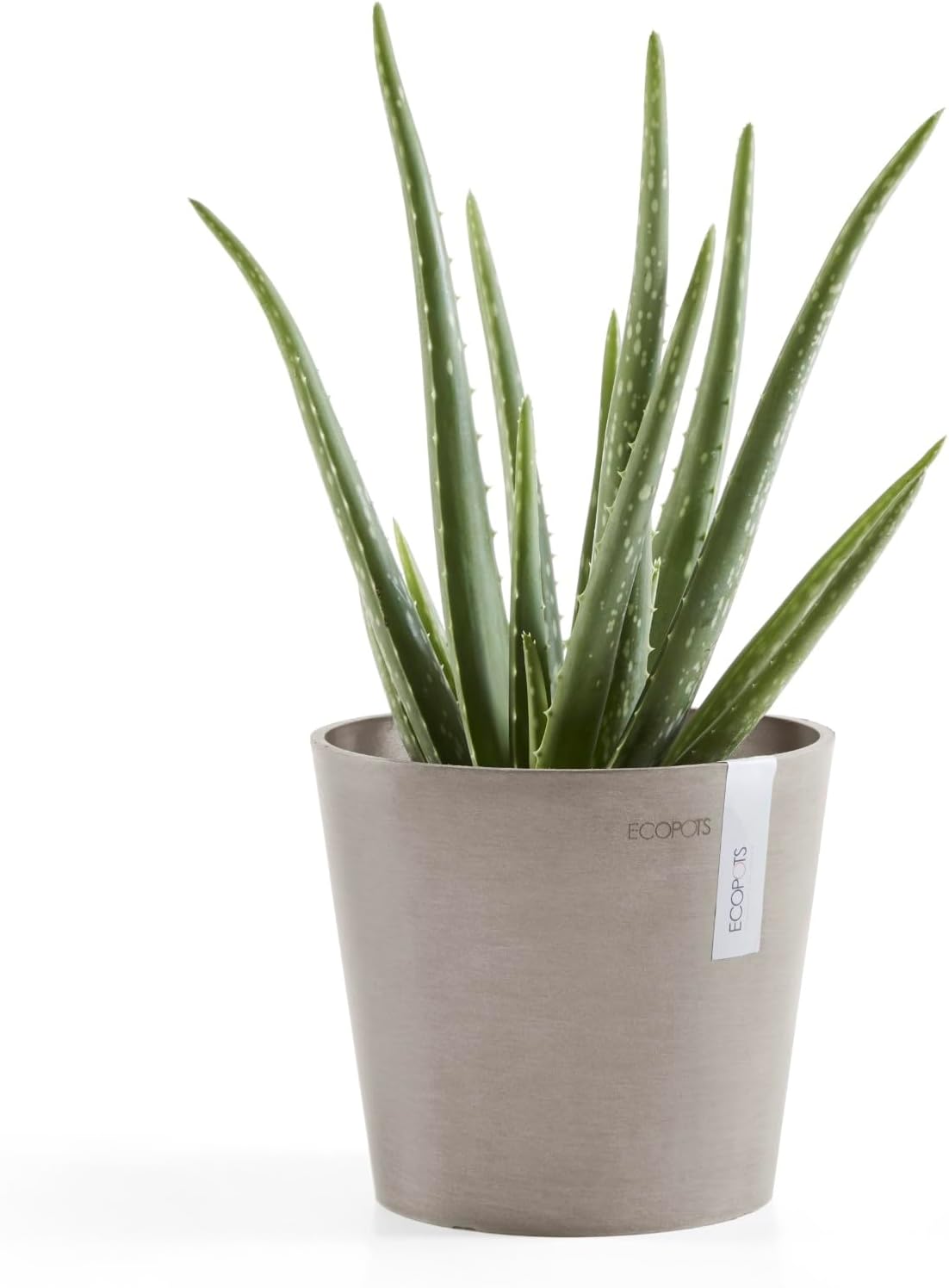 Ecopots Amsterdam Mini Durable Modern Round Recycled-Based Composite Flower Pot Planter, Taupe, 7"