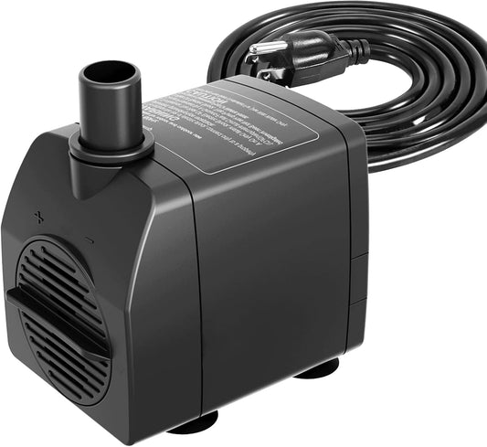 Submersible Pump 200GPH with AUTO-Shut-Off 5.2ft High Lift for Fountains, Hydroponics, Ponds, Aquariums & More