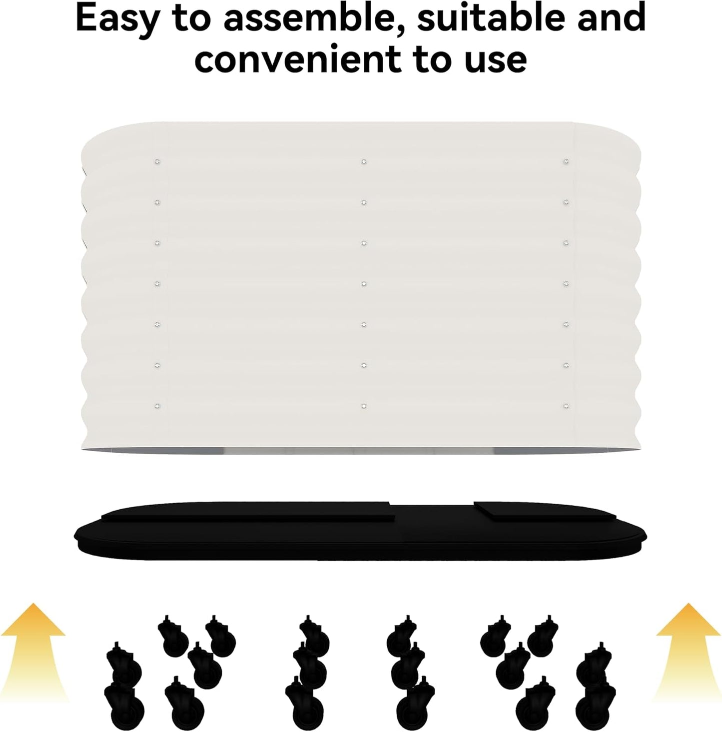 59x24x28in Galvanized Raised Garden Bed with Wheels & Water Reservoir – Durable Outdoor Planter Box, Elevated Raised Beds for Gardening, Portable Garden Box for Indoor/Outdoor Plants,White