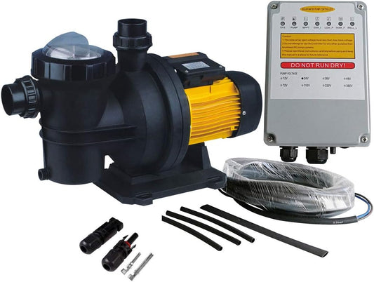 3-Year Warranty Solar Pool Pump 48V 3/4HP | Saltwater-Resistant Design with MPPT Controller | High-Efficiency for Swimming Pools & Irrigation | PWS Model JP17-15/500