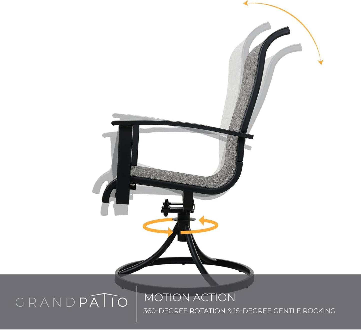 Grand patio Outdoor Swivel Dining Chairs 4-Piece Patio Dining Chairs Set Mesh Sling Patio High Back Swivel Rockers, Mixed Coffee