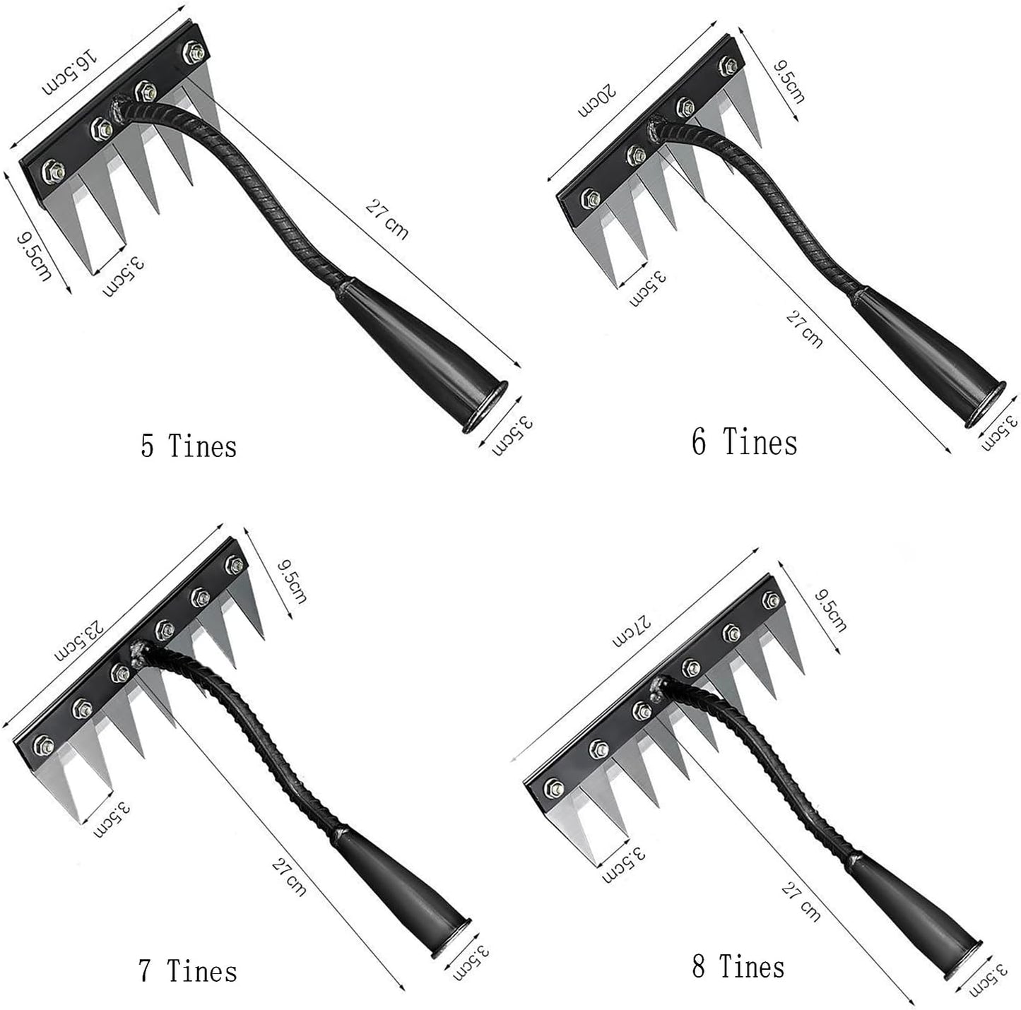 Gardening Hand Weeder Tool,Manual Weeder Tool with Detachable Blades, 4 Sizes High Carbon Steel Dual-Edge Design for Farm Garden Lawn Weed Removal, Soil Cultivation & Root Extraction (6 Tines)