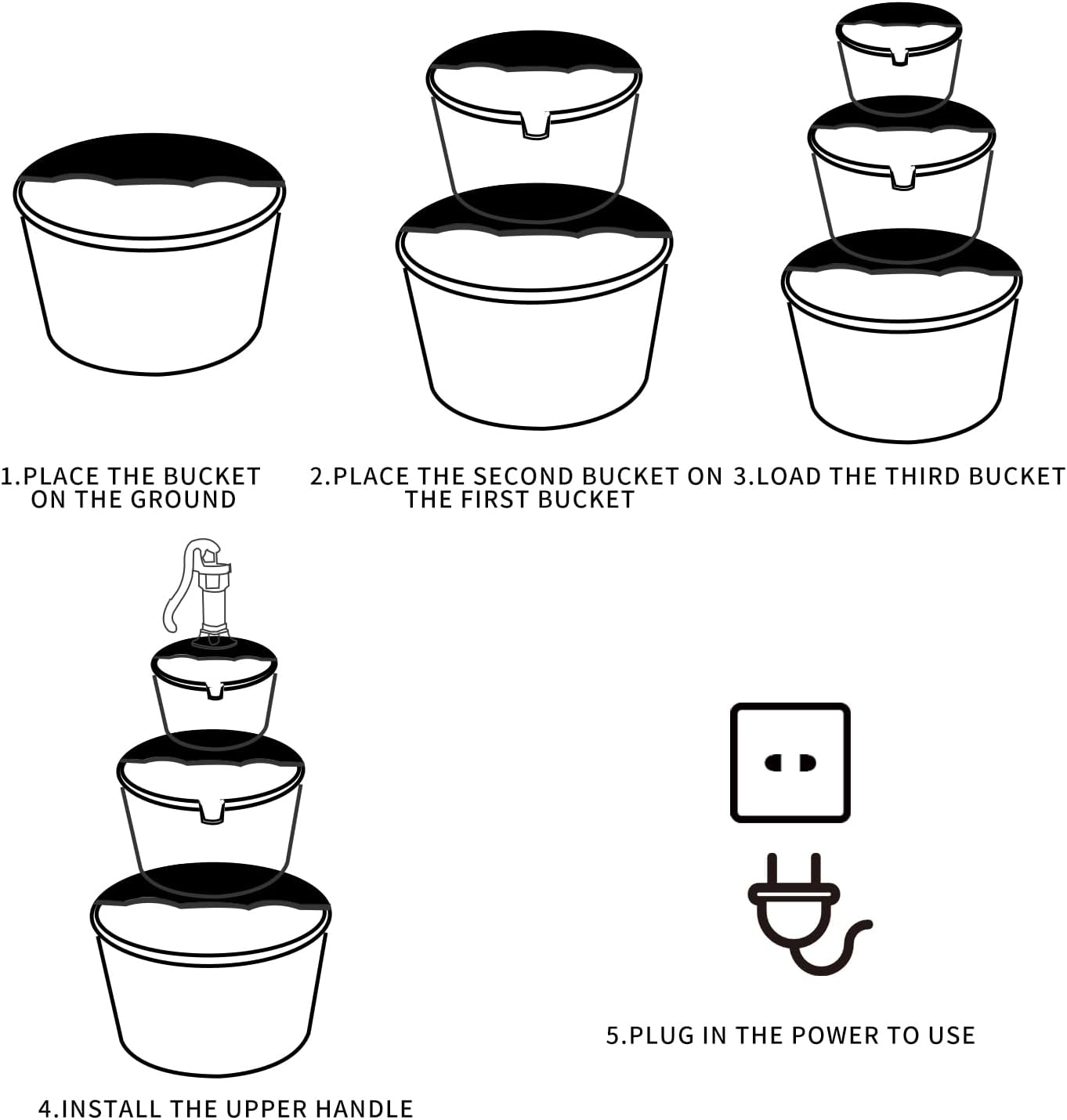 YI 40-Inch 3 Tier Barrel Waterfall Fountain Outdoor Water Fountains Barrel Wood 3-Tier Freestanding Rustic Pump for Garden Patio Backyard Porc