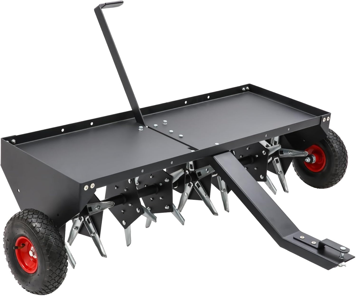 52" Tow Behind Plug Aerator with Transport Wheels, Plug Aerator Tow Behind with 40 Galvanised Steel Tines, Tow Behind Aerator for Gardens, Lawns, Farms