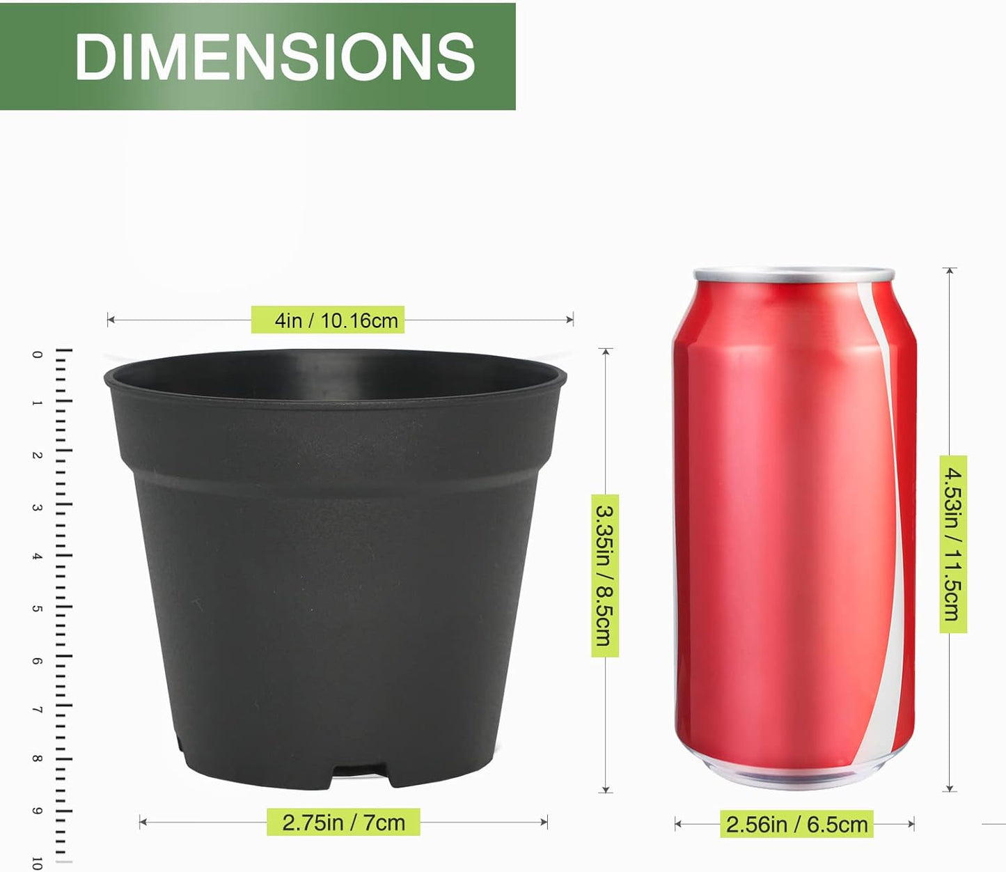 4 inch Small Plant Pots, 28 Pack Plastic Planters with Drainage Holes and Saucers for Flowers Plants, Succulents, Seed Starting Pots, Black