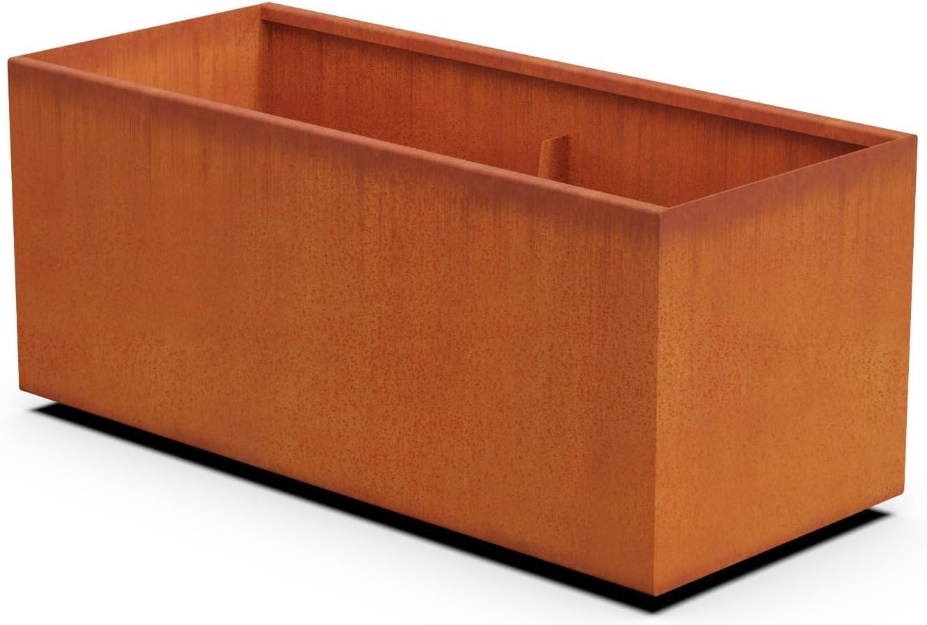 46-Inch Corten Steel Planter Box - Large Rectangular Planter for Outdoor Plants | Modern Heavy Duty Metal Design | Made in USA