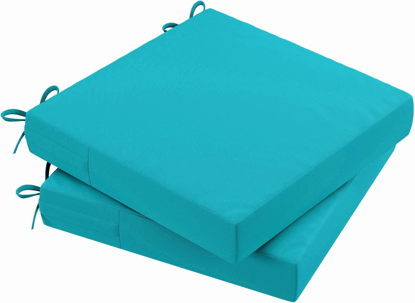 AAAAAcessories Outdoor Seat Cushions for Chairs, Waterproof, Fade-Resistant Patio Furniture Replacement Cushions, 18" x 18" x 2", Set of 2, Turquoise