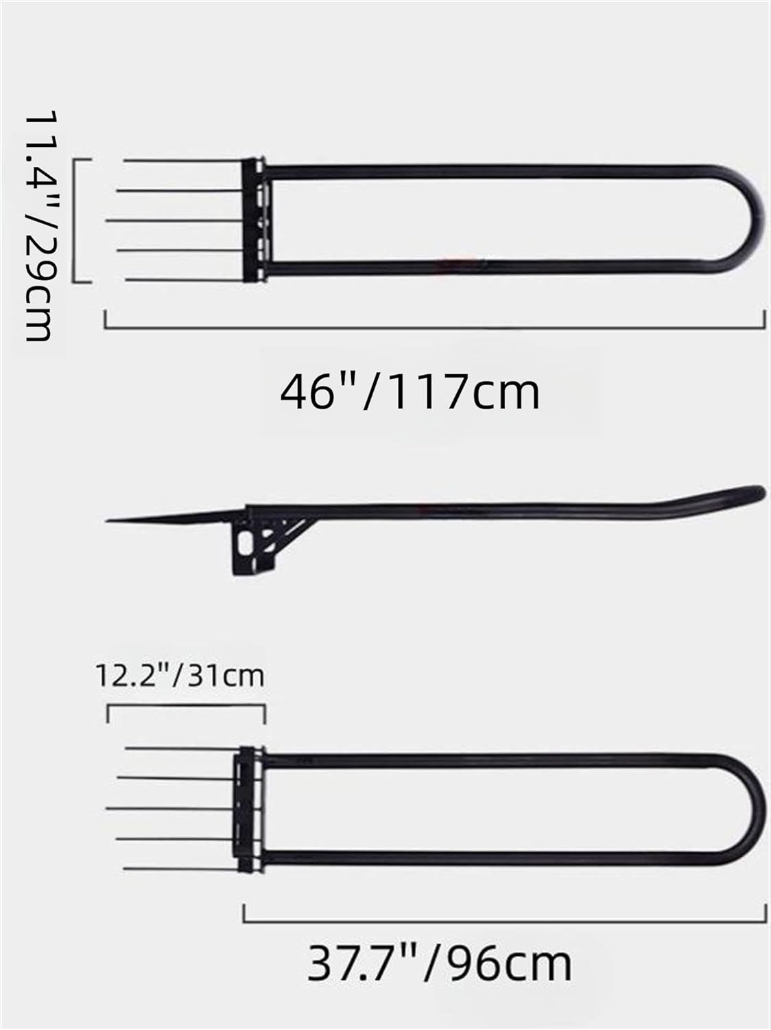 Heavy Duty Pitch Fork 46“ Steel Long Handle, Garden Broad Fork Loosening Soil & Breaks up Dirt, Garden Tool Claw Weeder Strengthening 5 Tines