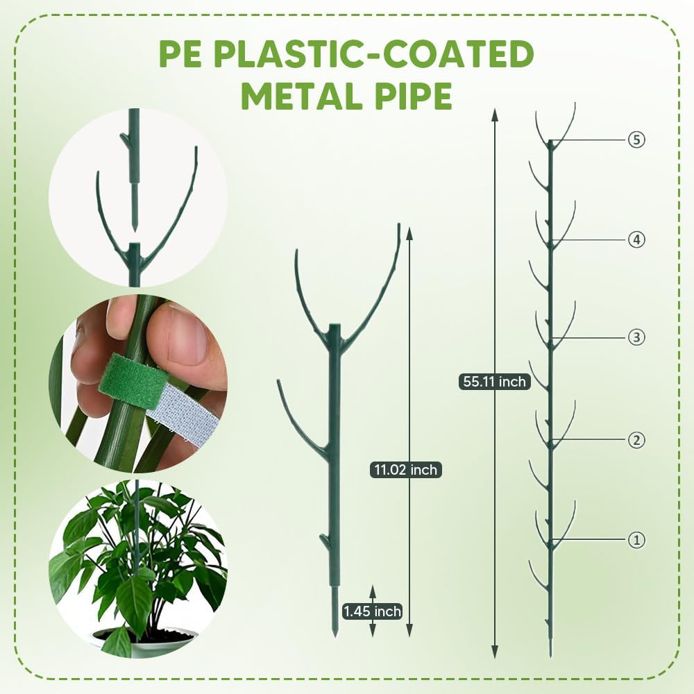 5 Pack Stackable Monstera Plant Support, Garden Plant Support Stakes for Indoor Outdoor Plants, Climbing Plant Support Structures Plant Holder Stick Moss Pole for Support Tall Potted Plants (5 Pack)