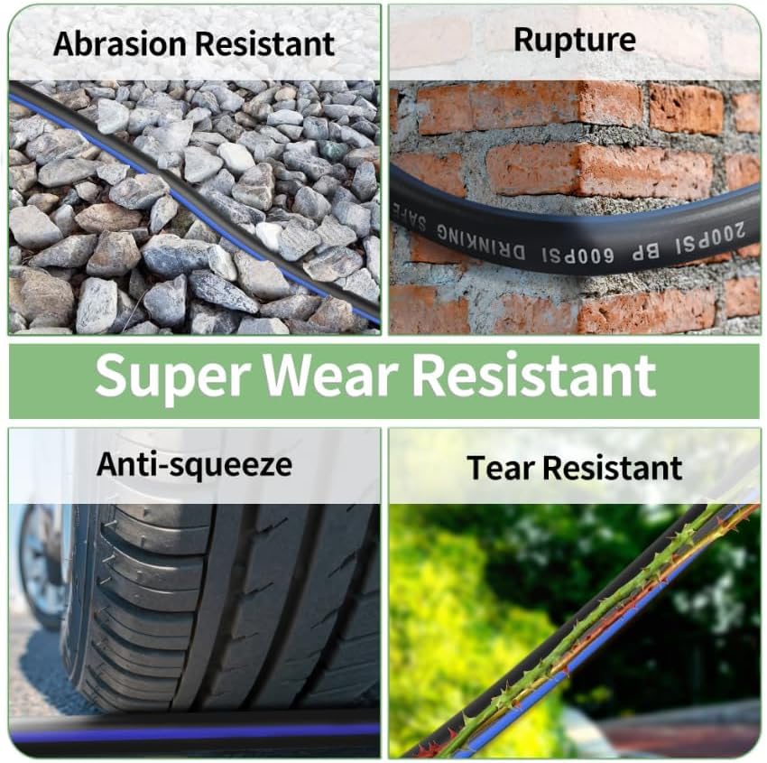 50 FT Garden Hose, Flexible No Kink Heavy Duty Garden Water Hose Flex Copper Bullet Collapsible Washer Rubber Hose 5/8" Soft Lightweight Outdoor Waterhose Manguera Para Jardin