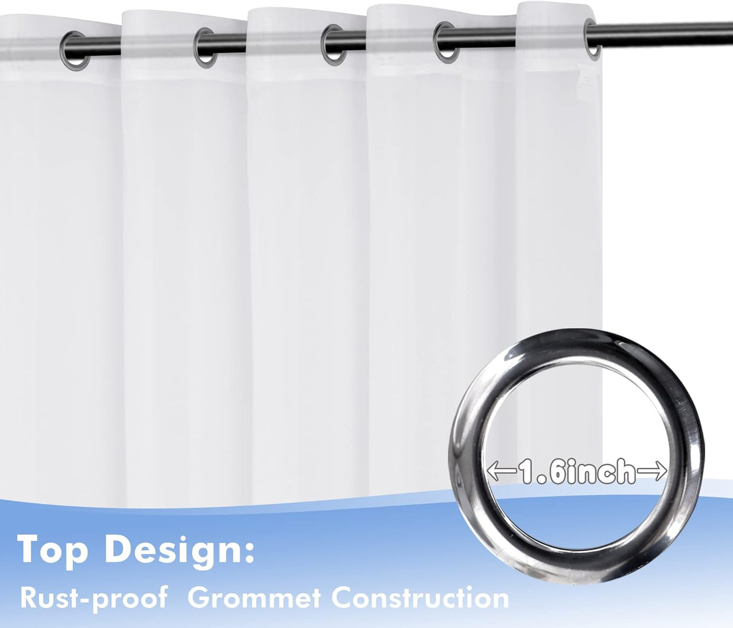 HolidayIdeas White Outdoor Sheer Curtains for Patio Waterproof, 4 Panels - 100 x 95 Inch - Extra Wide Voile Outside Curtains Light Filtering Grommet Drapes for Front Porch, Gazebo, Pergola, Backyard