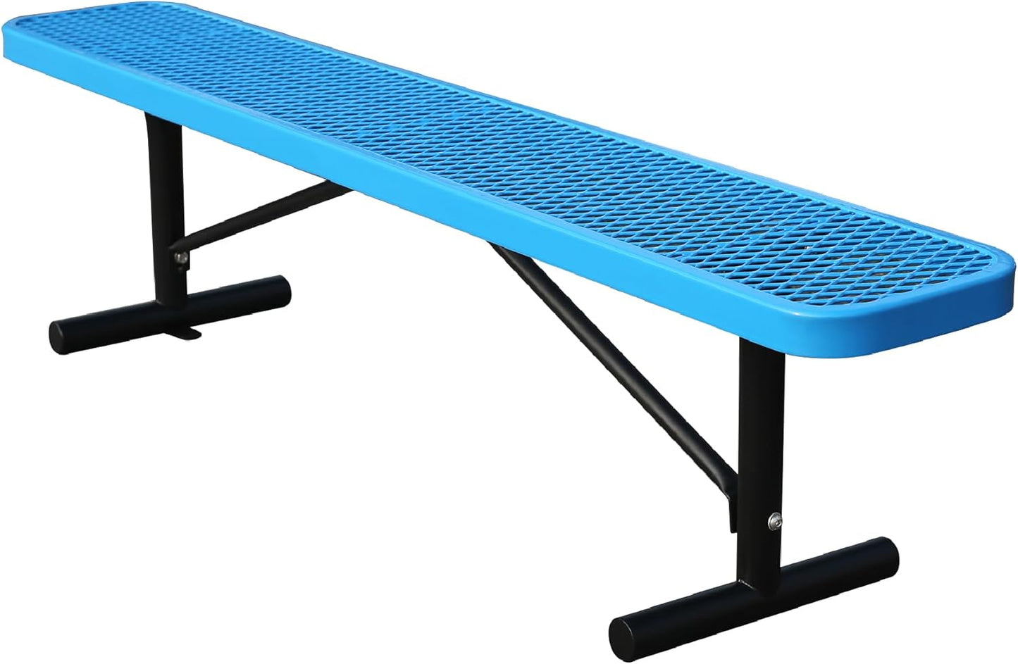 6 Feet Heavy Duty Metal Park Bench for Outside, Outdoor Bench with Portable Frame, Commercial Benches for Shopping Mall, Store, Park, Patio, Deck, Blue