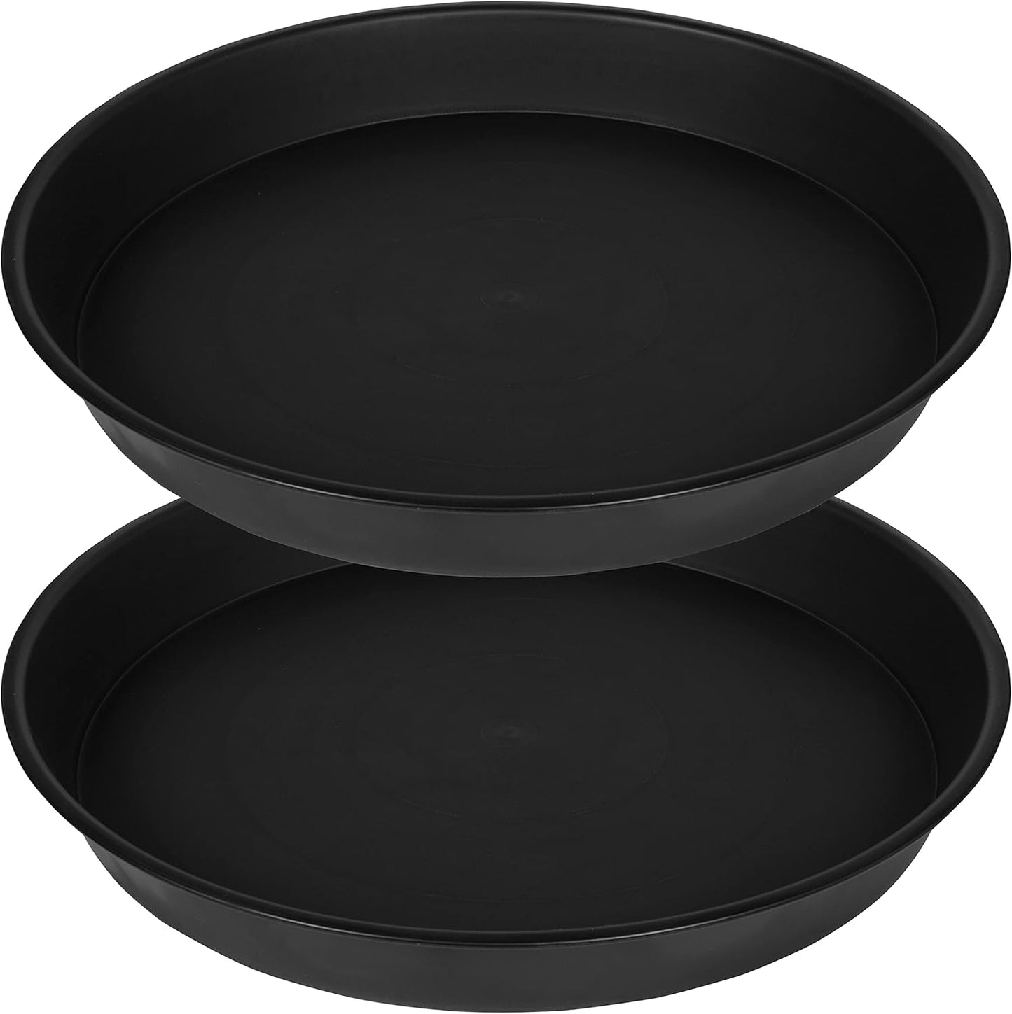 2 Pack of 18 19 inch Plant Saucer (16.6 Inch Base), 2.7" Depth Tray, Large Deep Garden Plastic Flower Trays for Indoors Outdoor, Tray for Planter 15-19" (19", Black)
