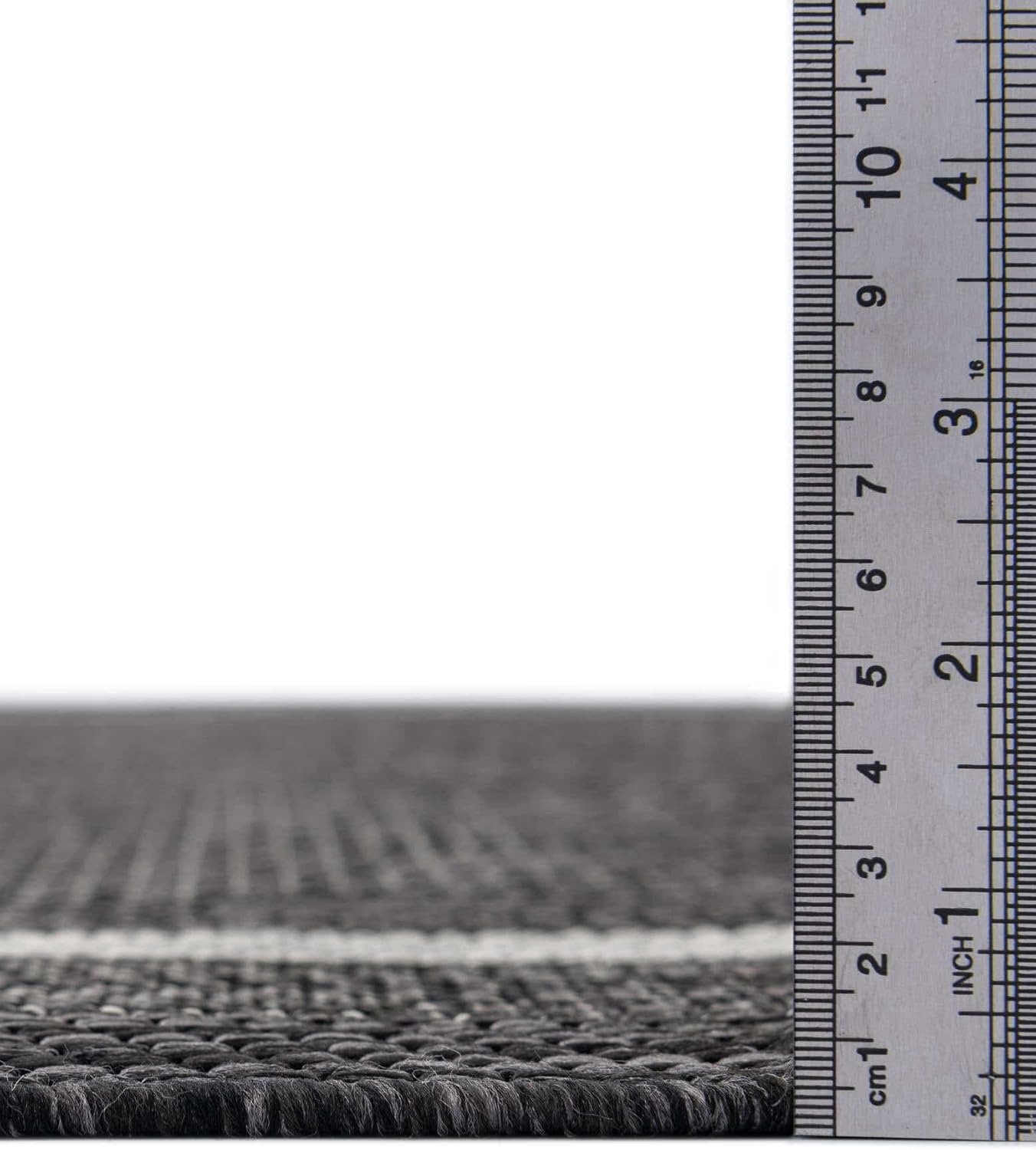 Unique Loom Outdoor Border Collection Area Rug - Soft Border (3' 1" Round, Black/ Ivory)