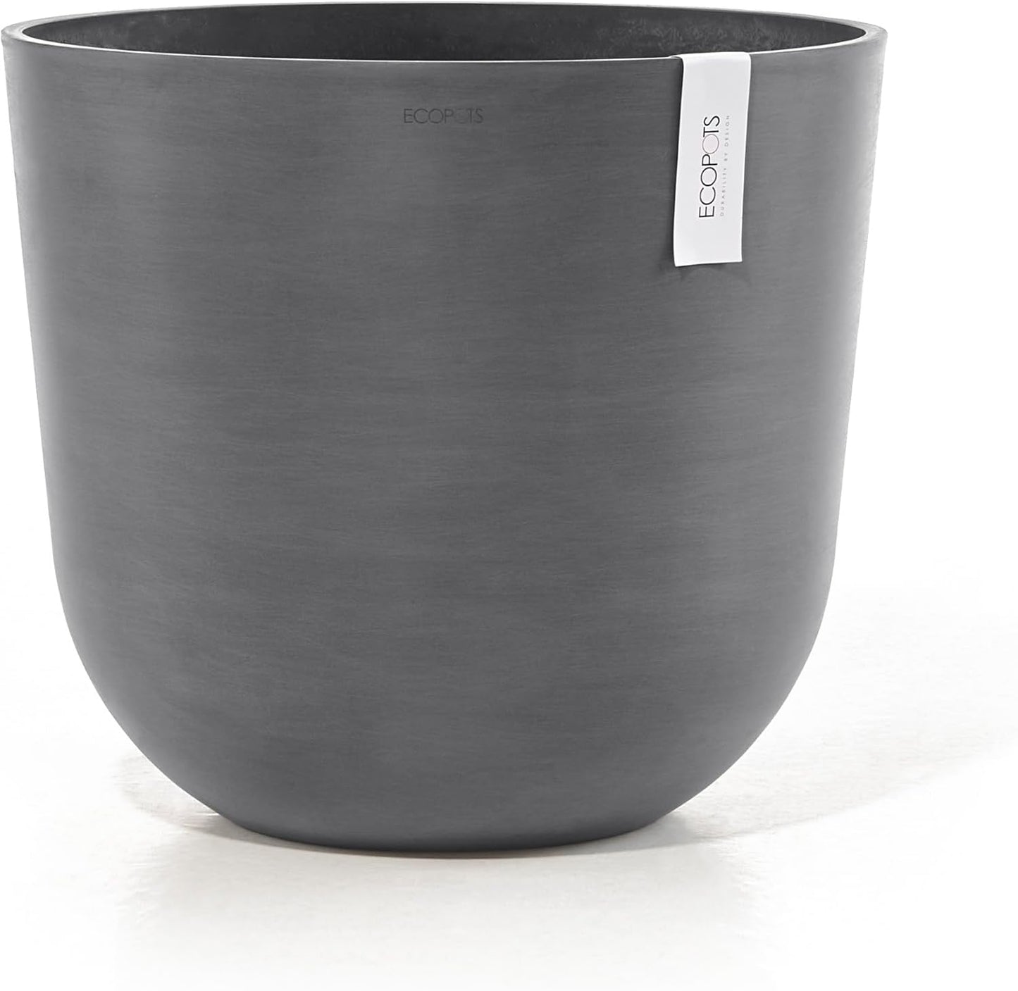 Ecopots Oslo Durable Modern Round Indoor/Outdoor Recycled-Based Composite Flower Pot Planter, Grey, 17.75"