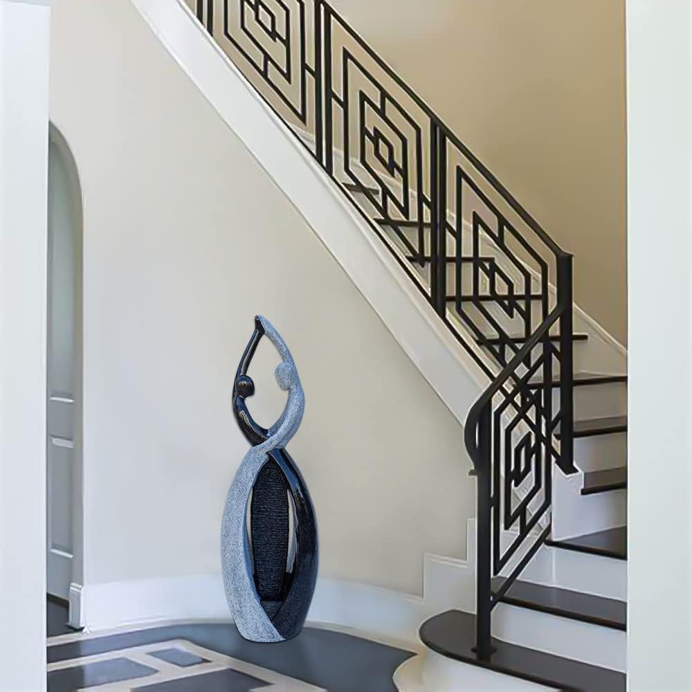 Graceful Dancing Couple Outdoor Water Fountain 51" Cast Stone Garden Statue Waterfalls Feature in Marble Color for Garden, Lobby, Bar, Lawn, Courtyard, Patio, Office,Backyard