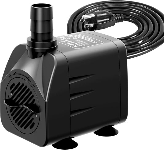 Submersible Pump 400GPH with AUTO-Shut-Off 6.5ft High Lift for Fountains, Hydroponics, Ponds, Aquariums & More