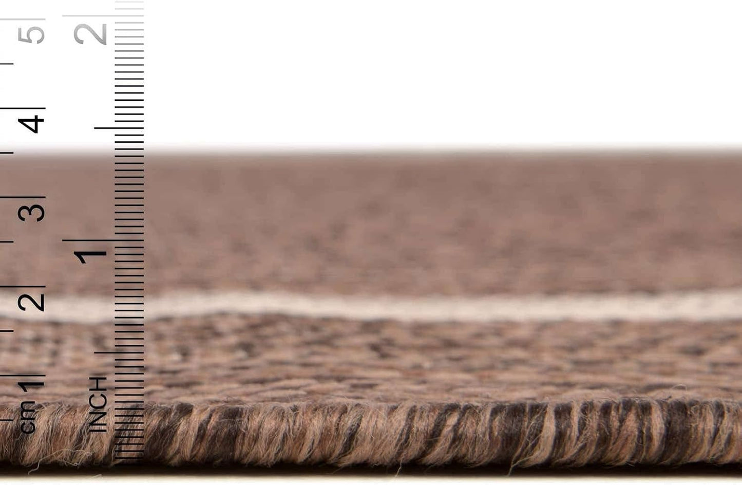 Unique Loom Outdoor Border Collection Area Rug - Soft Border (13' Round, Brown/ Ivory)