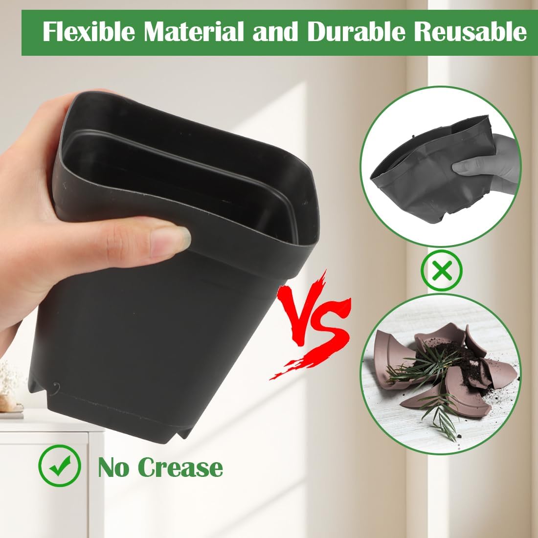 4 inch (10CM) Square Nursery Pots 120pcs, Sturdy Seedlings Trays 10 Pcs, Seeds Starter Germination Tray, Microgreening Planter Nursery Propagation 10 Sets