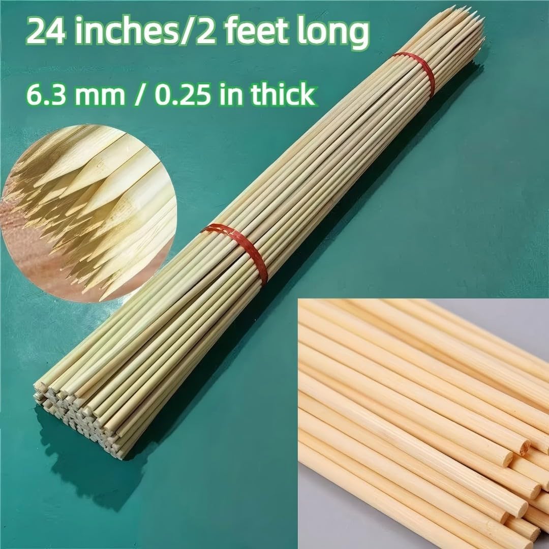 100 PCS 2FT (24 Inch) Bamboo Plant Stakes – Natural Bamboo Sticks for Indoor & Outdoor Plants – Garden Stakes & Plant Support Stakes for Tomato, Beans, Climbing Plants & More – VESYMAN