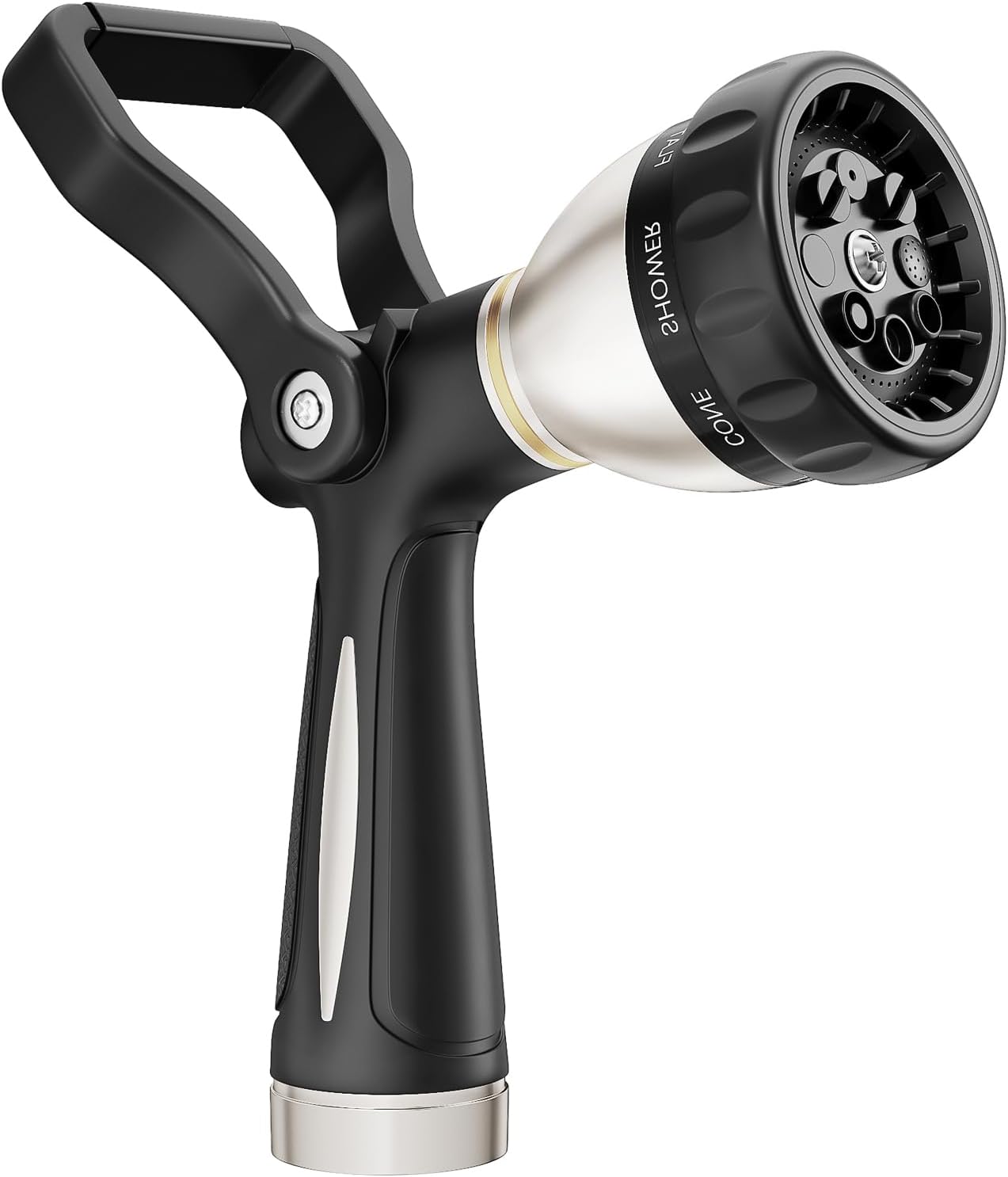 FANHAO Heavy Duty Fireman's Hose Nozzle, Metal Water Nozzle with 8 Spray Patterns，High Pressure Garden Hose Sprayer with Lever Control and Non-Slip Grip to Water Lawns & Plants, Wash Cars & Clean
