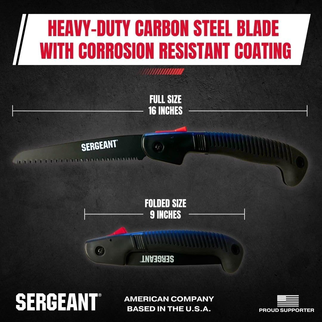 Folding Hand Saw All-Purpose + Carry Case. Best for Wood, Bone, PVC, Tree Pruning, Gardening, Camping, Hunting, Outdoors, Tool Box. Rugged 7" Steel Blade & Slip-Resistant Rubber Grip Handle.
