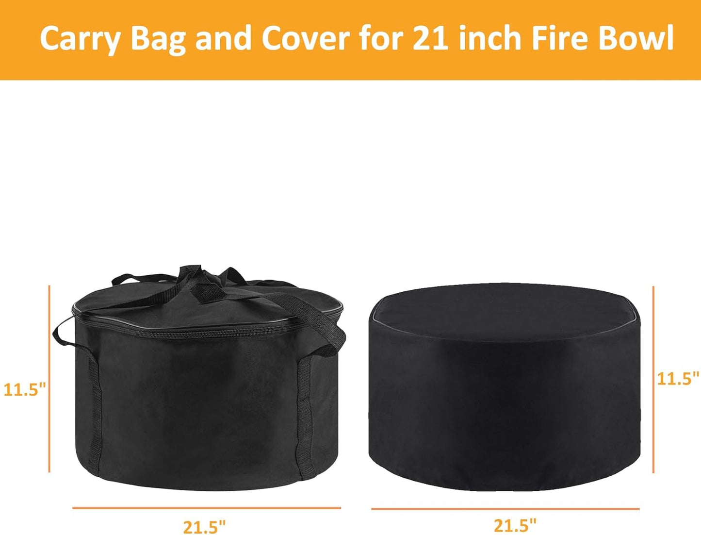 21" Carry Bag and Cover Kit Replacement for Outland Firebowl, Portable Outdoor Propane Gas Fire Pit Bag with Padded Handles, Fire Pit Carry Case Water-Resistant
