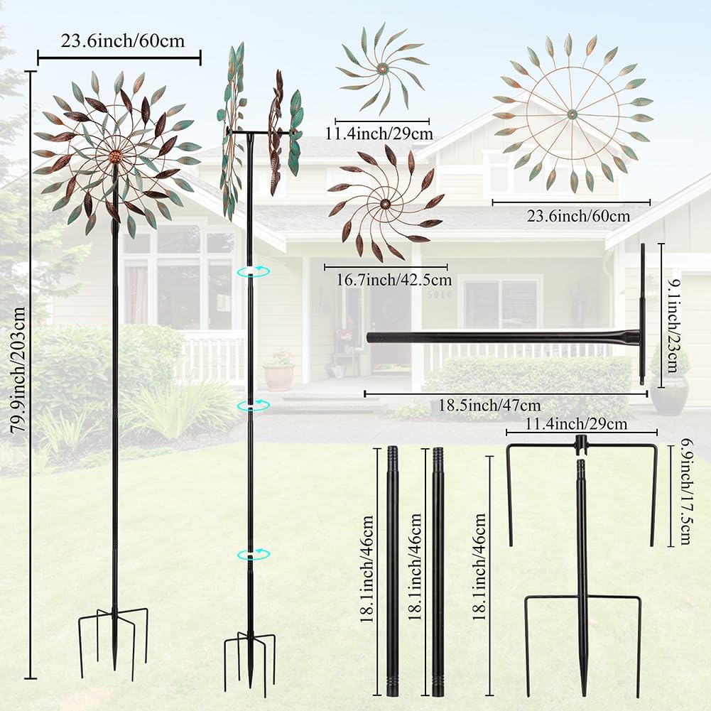 VEWOGARDEN Large Kinetic Wind Spinners Outdoor Metal Leaf Wind Sculptures & Spinners for Yard Garden Lawn Patio Decorations