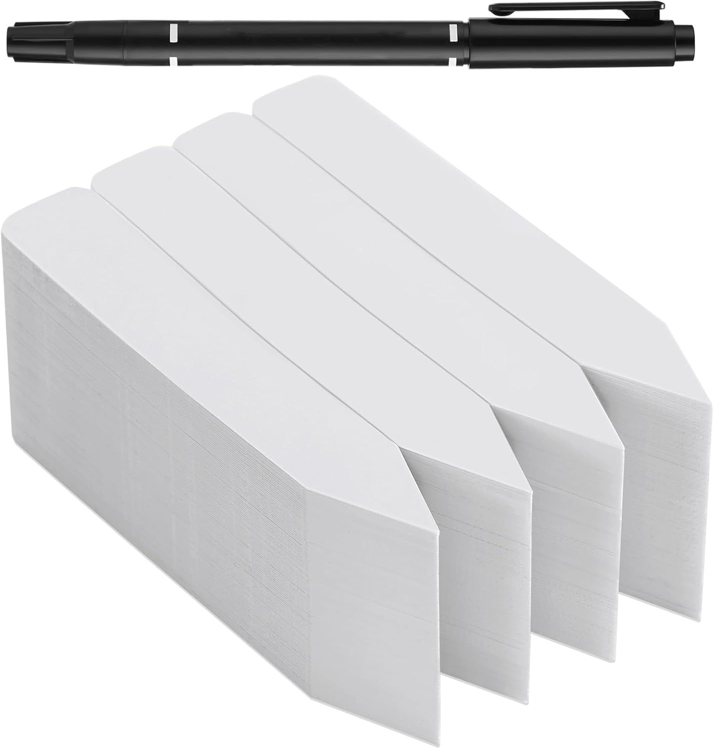 300 Pcs Plant Labels, 4 Inch Plastic Potted Plant Name Tags, Seedlings Seed Label Markers Nursery Plant Stake Tag with Bonus Marking Pen for Outdoor Indoor Garden Patio Flower Vegetable, White