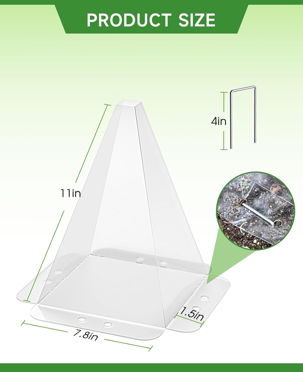 40 Pack Garden Cloches for Plants - Clear Reusable Plastic Seedling Covers with 80 Metal Stakes - Mini Greenhouse Plant Bell Covers for Frost, Sun, Pests Protection(7.8" x 11")