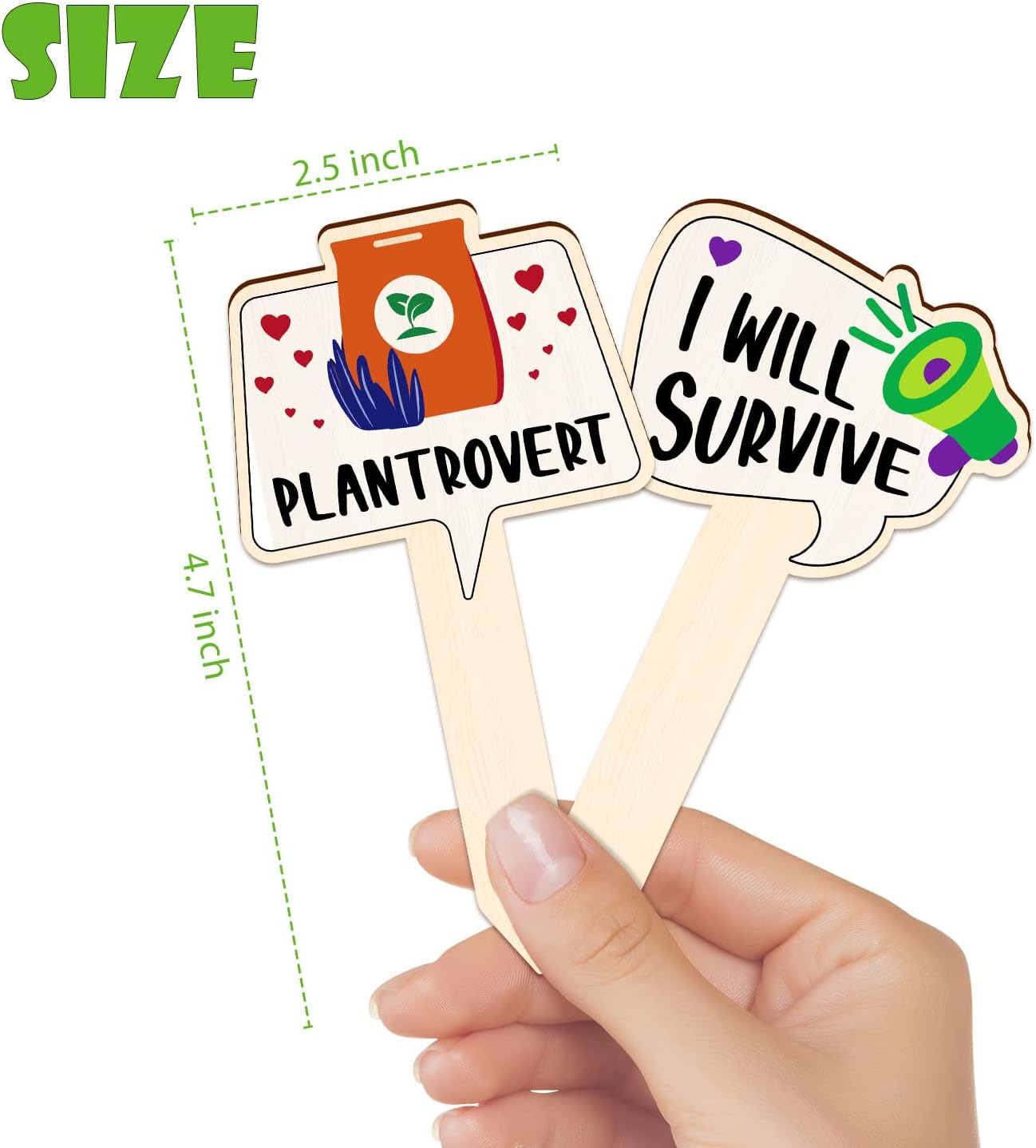 Funny Wooden Plant Labels - 15 Pack Tags for Succulents, Flowers, Greenery; Waterproof, Outdoor Garden Plant Markers; Perfect Gifts for Plant Lovers