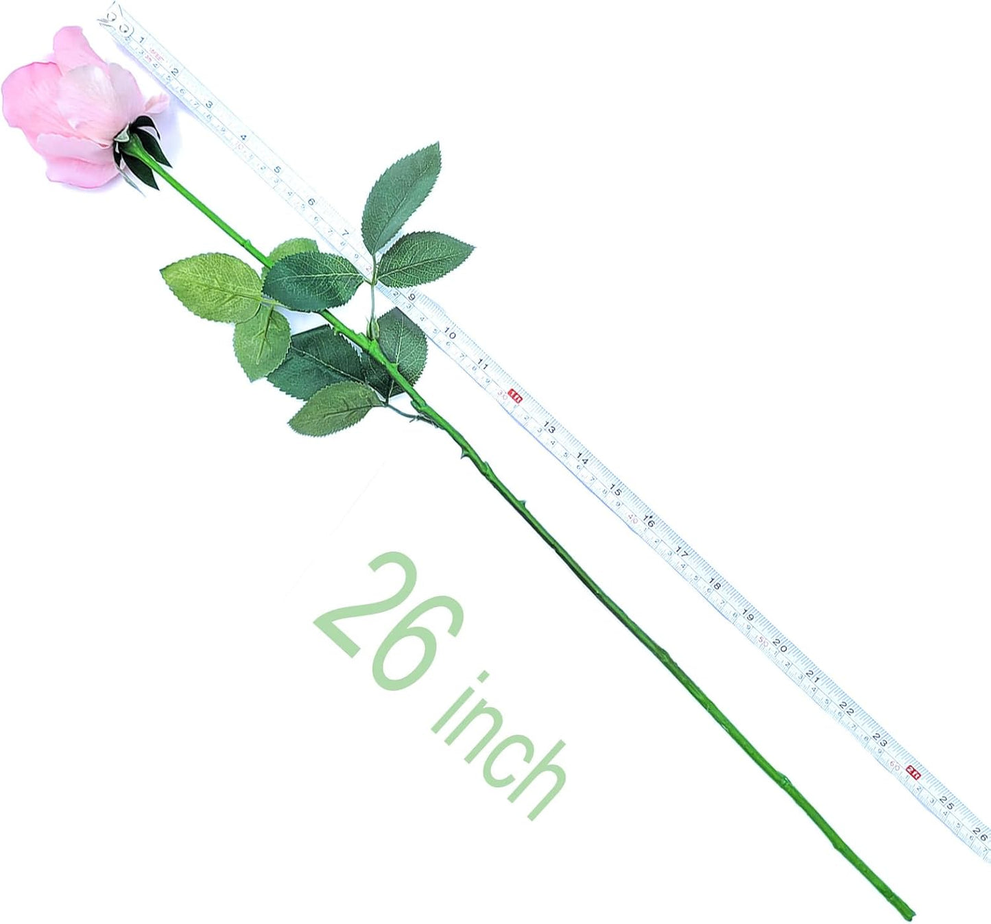 26inch Real Touch Artificial Roses - Long Stem Fake Silk Flowers with Leaves for Wedding, Home Decor, Centerpieces, Office Party, Looks Real (10,Pk)