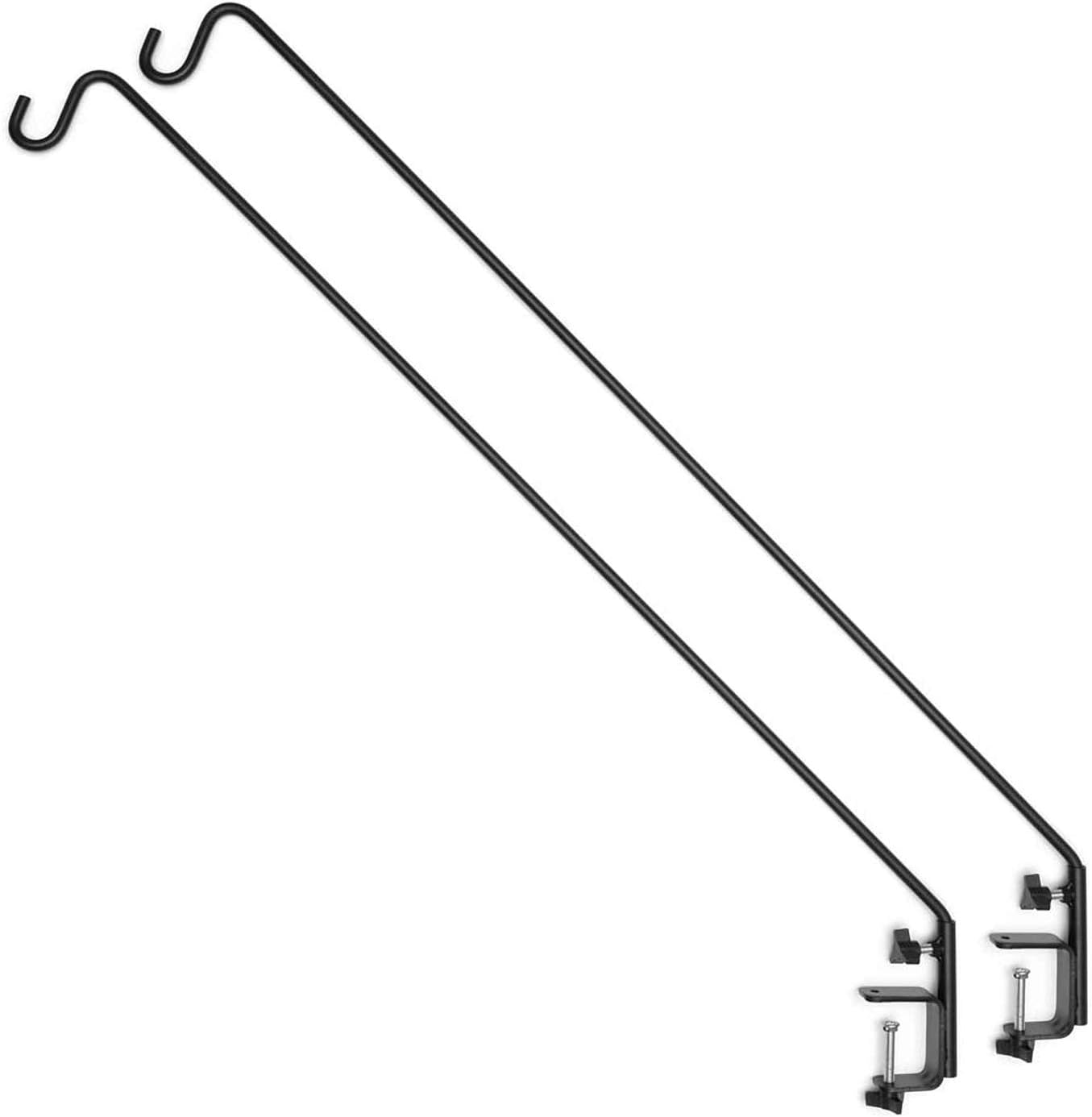 Ashman Deck Hook (2 Pack, 49-Inch Deck Hook), Double Forged Solid Metal Single Piece Rod, Ideal for Bird Feeders, Plant Hangers, Coconut Shell Hanging Baskets, and Lanterns.