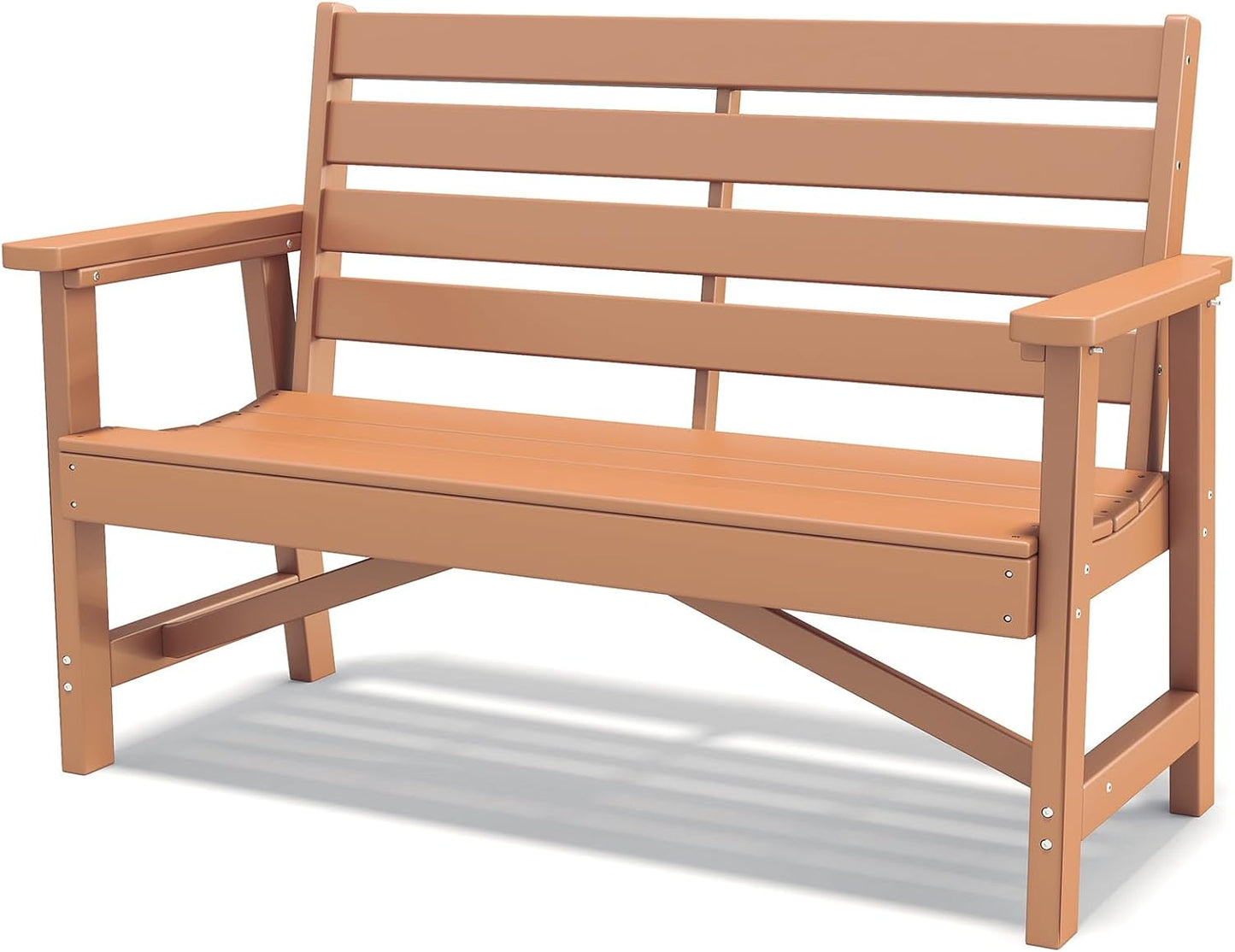 GREENVINES Outdoor Bench | 51.5’’ | HDPE | Garden Benches | Weatherproof | for Outdoors Patio Park Porch Outside Backyard | 2-Person | Teak