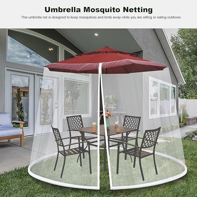 9-11 FT Umbrella Net for Outdoor Umbrella, Universal Hanging Mosquito Net for Patio,Polyester Mesh Umbrella Screen for Patio Tables with Zipper(White)