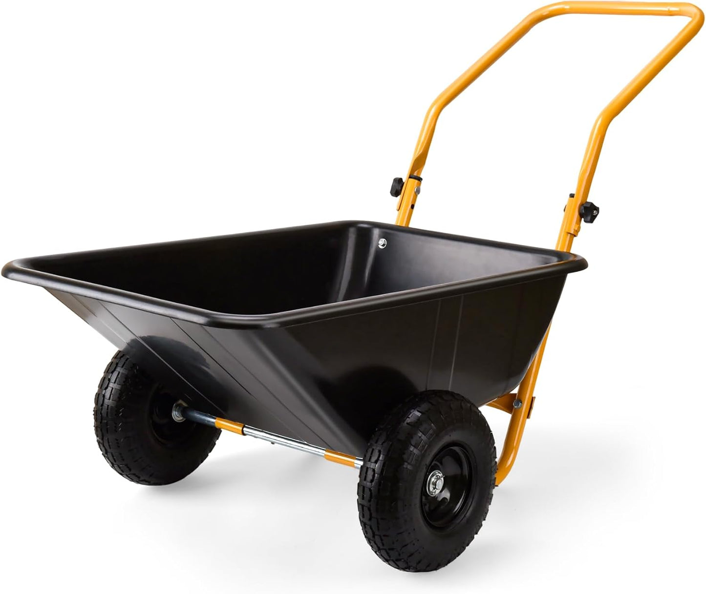 Folding Dual-Wheel Wheelbarrow,Heavy-Duty 330 LB Garden cart,10-inch Air-Filled Tires,Home Garden Yard Utility for Outdoor Lawn Yard Farm Ranch(Black)