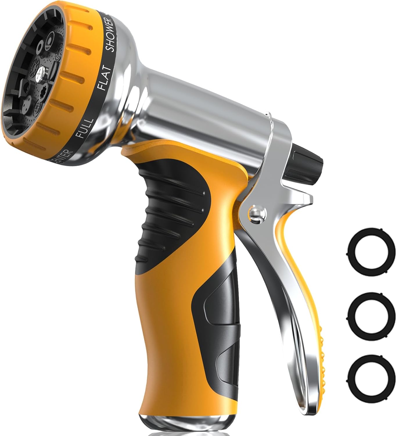 Garden Hose Nozzle, Heavy Duty Metal Water Hose Nozzle with 9 Adjustable Spray Patterns