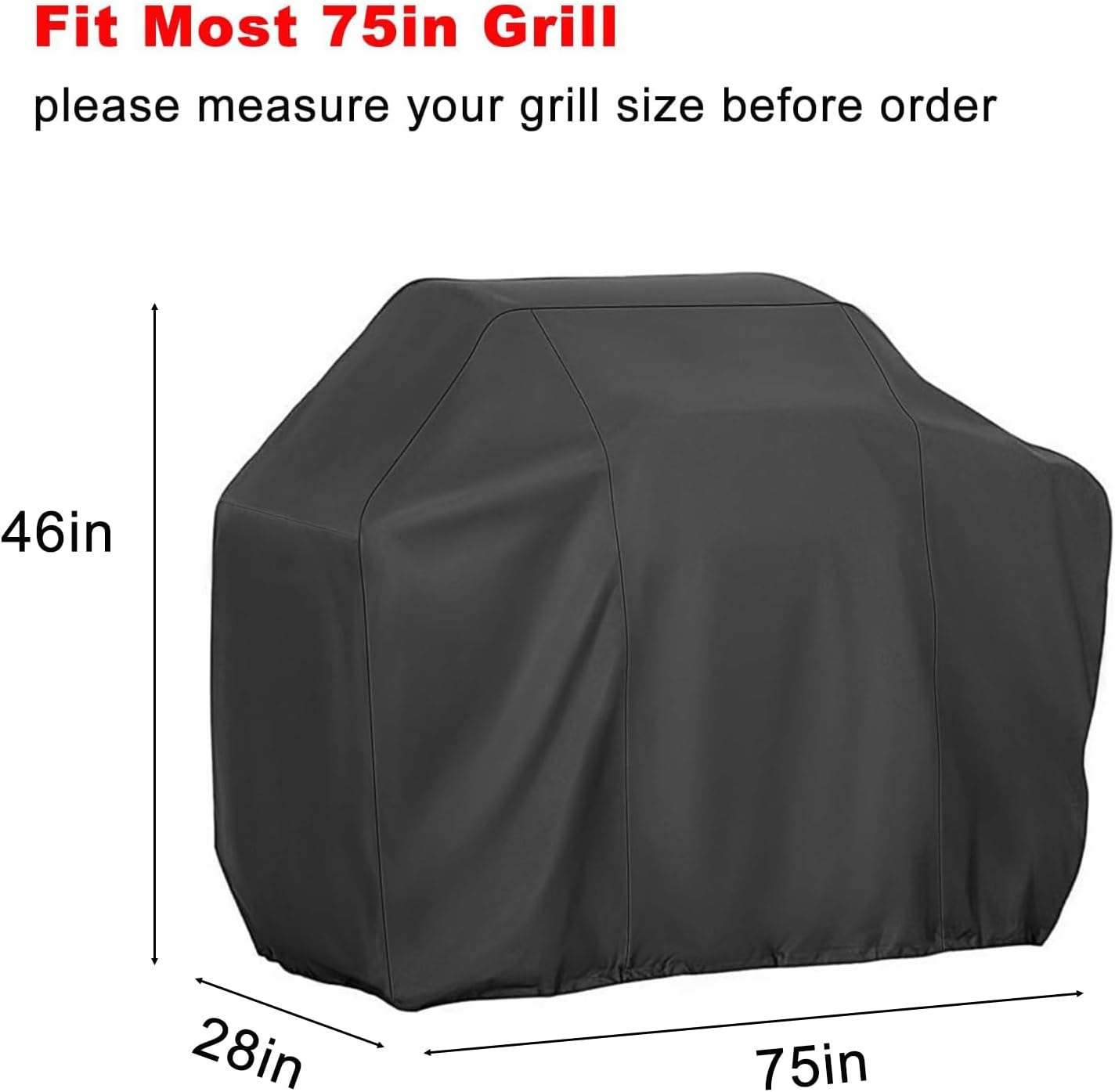 Grill Cover, 75-Inch Heavy Duty Waterproof UV Resistant BBQ Grill Cover for Outdoor Grill, Fit for Nexgrill Brinkmann Weber Char-Broil and More