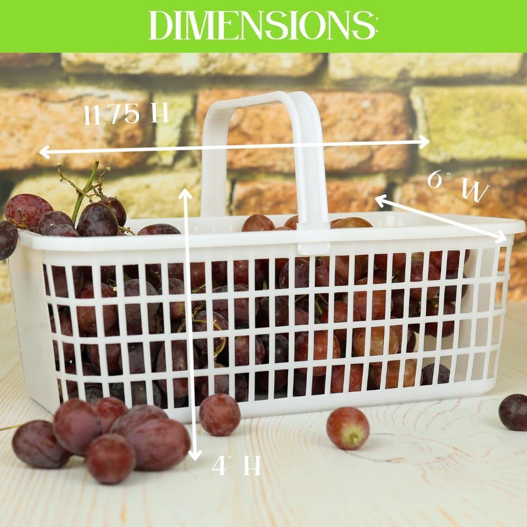 6 Pack – 4 Quart/Half Peck White Plastic Garden Basket for Gathering Vegetables and Fruits – Harvest Apples, Berries, Peaches or Tomatoes