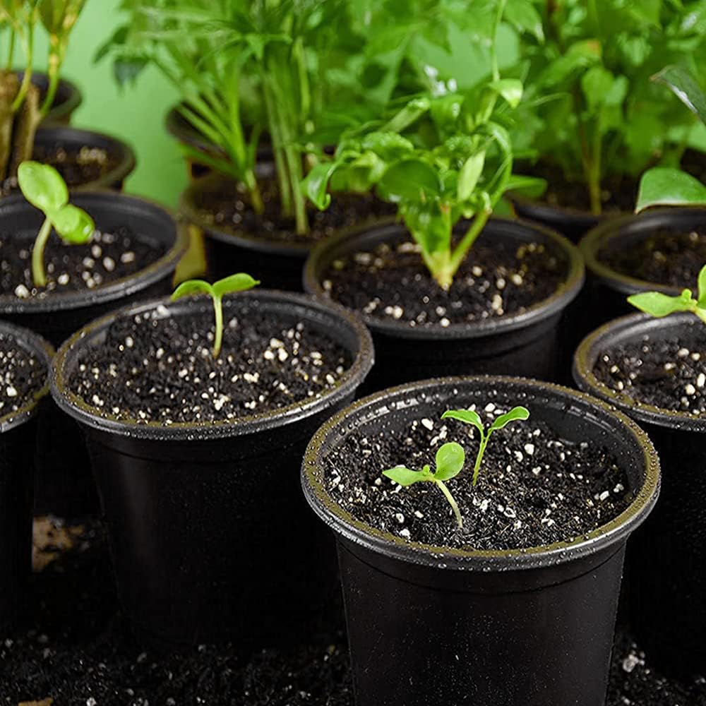 100-Pack 0.5 Gallon Flexible Plant Nursery Pots，Thickened Soft Plastic Seedling Pots,Seed Starting Pot Flower Plant Container for Succulents, Seedlings, Cuttings, Transplanting(Black)