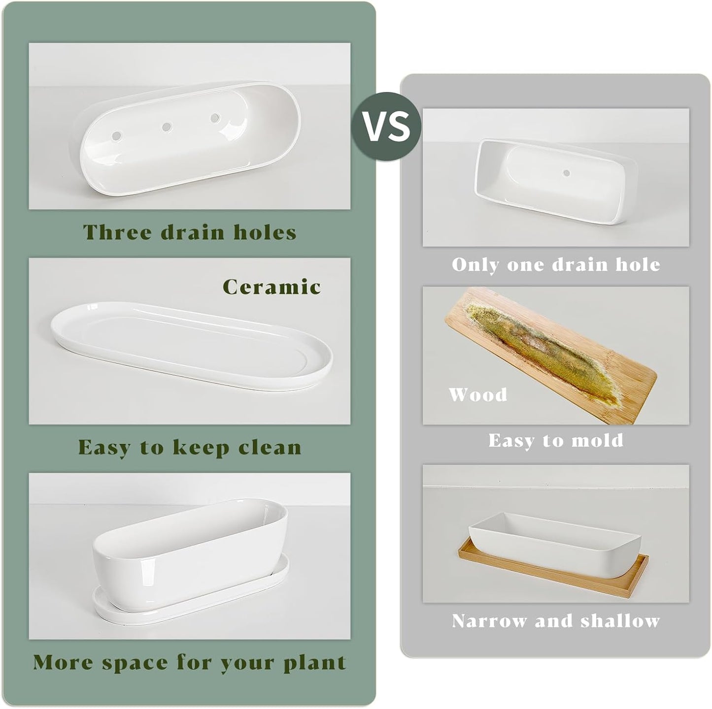 E-liu Ceramic Plant Pots, 11+14 inch, Set of 2, Planters with Drainage Holes Saucers and Mesh Pads, Indoor Flower Succulent Pot with Hole Mesh Pad, Gifts for Mom, Plants Not Included