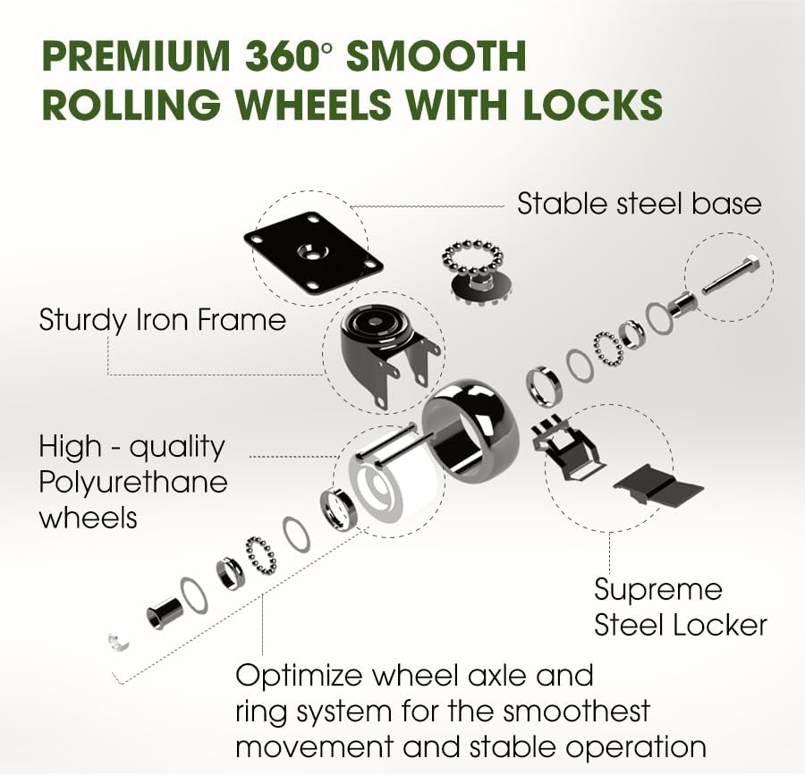 2pack Wood Plant Caddy With Wheels Heavy Duty, 264 Lbs Capacity, 12 Inch Acacia Hardwood Plant Dolly, Plant Stand with 360° Lockable Wheels for Plant Pots, Heavy Objects Hauling - Natural Wood