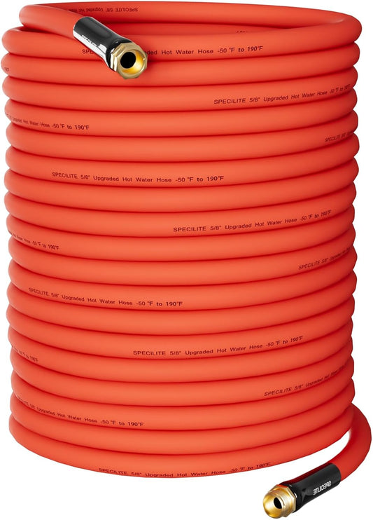 5/8" Hot/Cold Garden Water Hose 200 ft, -50℉-190℉,Flexible & Lightweight With 3/4" Brass Fittings for Yard, Outdoor, Farm, Red