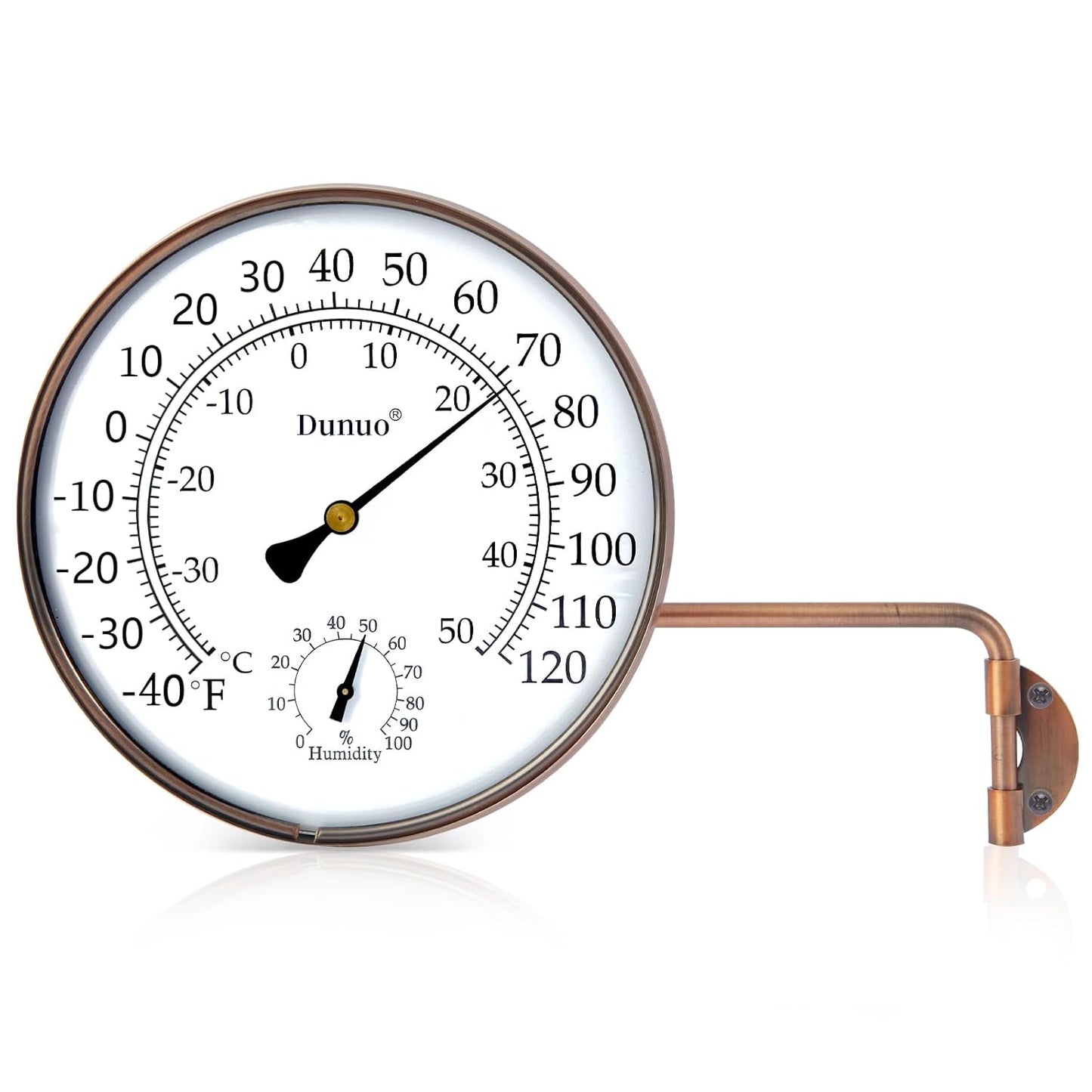 6-Inch Outdoor Thermometer for Patio. Accurate Window Thermometer for Outside Temperature, Greenhouse, Garage.Solid Brass Swivel with Humidity (6inch Thermo&Hygrometer)